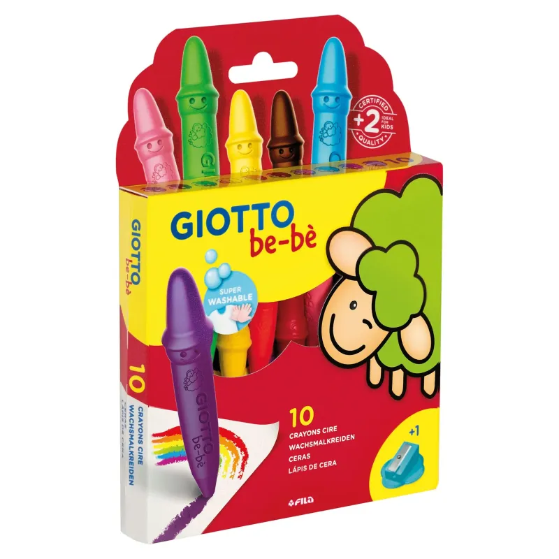 GIOTTO BÉ-BÈ - ETUI 10 MAXI CRAYONS CIRE + 1 TAILLE CRAYON