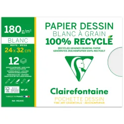 POCHETTE 12F DESSIN BLANC RECYCLE 24X32 180G