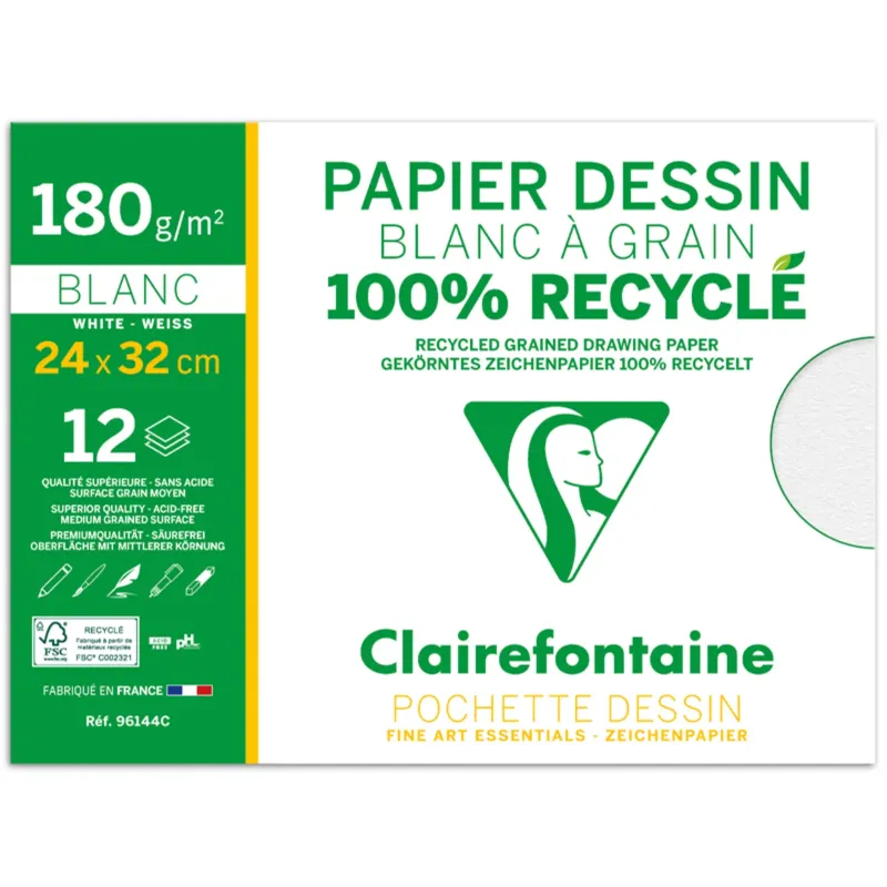 POCHETTE 12F DESSIN BLANC RECYCLE 24X32 180G POCHETTE 12F DESSIN BLANC RECYCLE 24X32 180G