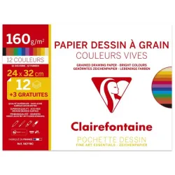 POCHETTE 12F DESSIN COULEURS VIVES 24X32 160G