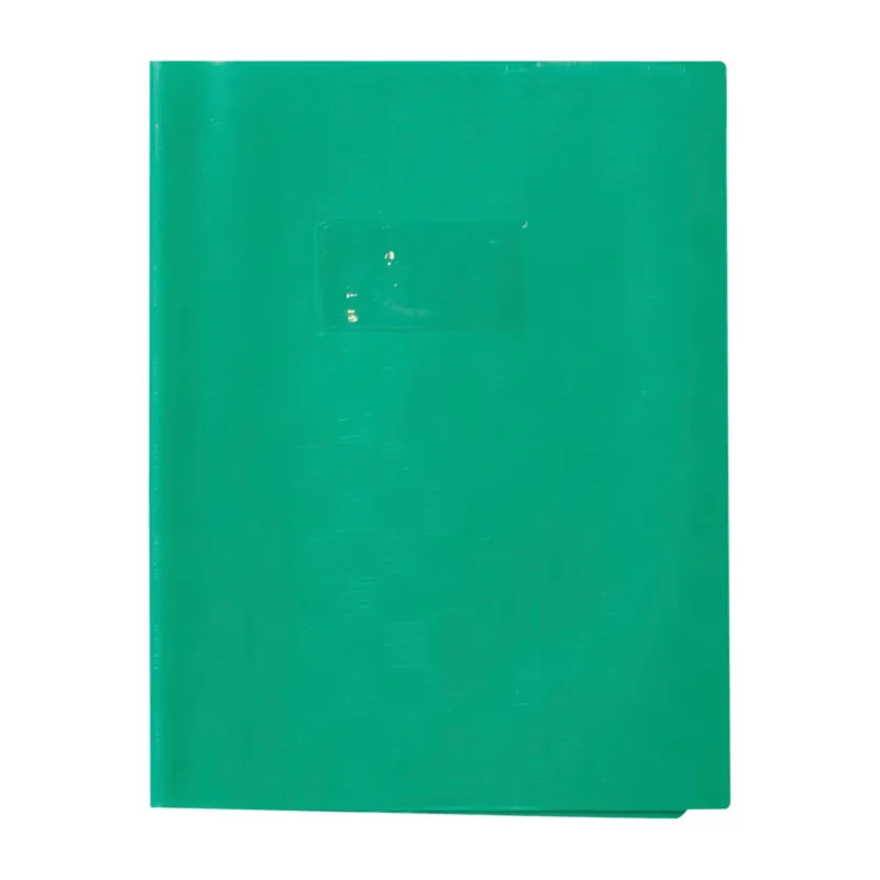 PROTEGE-CAHIER PLASTIQUE 17X22 2 RABATS VERT