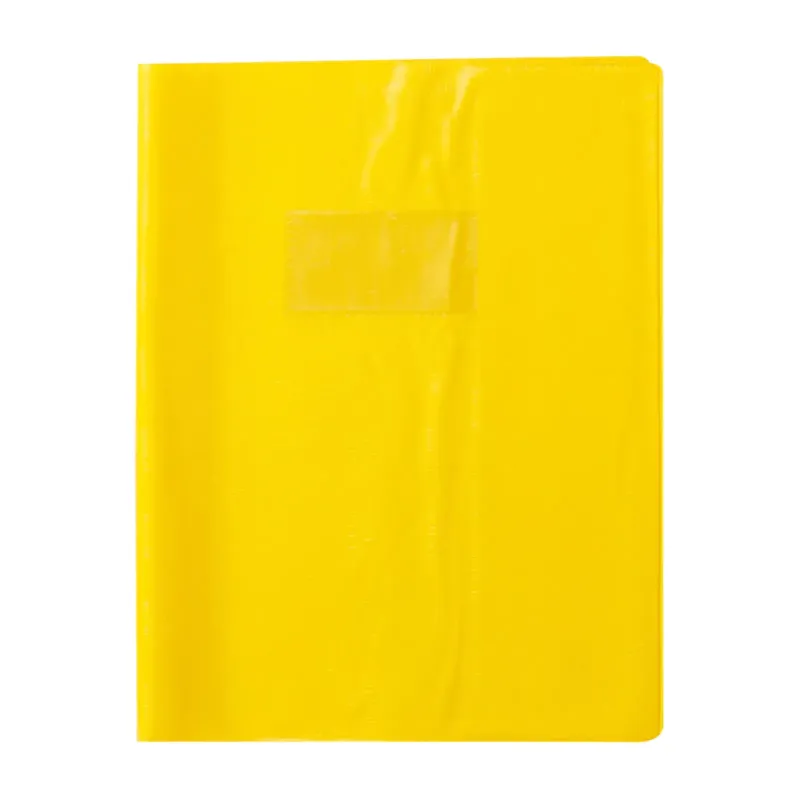 PROTEGE-CAHIER PLASTIQUE 17X22 2 RABATS JAUNE