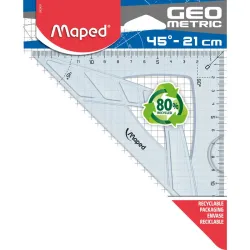 Maped - Equerre 45° hypoténuse 21 cm - GEOMETRIC, en plastique recyclé
