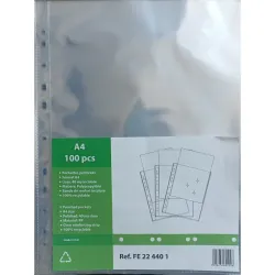 100 POCHETTES PERFOREES A4 ECO QUALITE LISSE