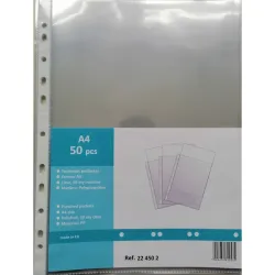 50 POCHETTES PERFOREES A4 QUALITE SUPERIEURE LISSE