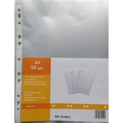 50 POCHETTES PERFOREES A4 QUALITE STANDARD GRAINEE