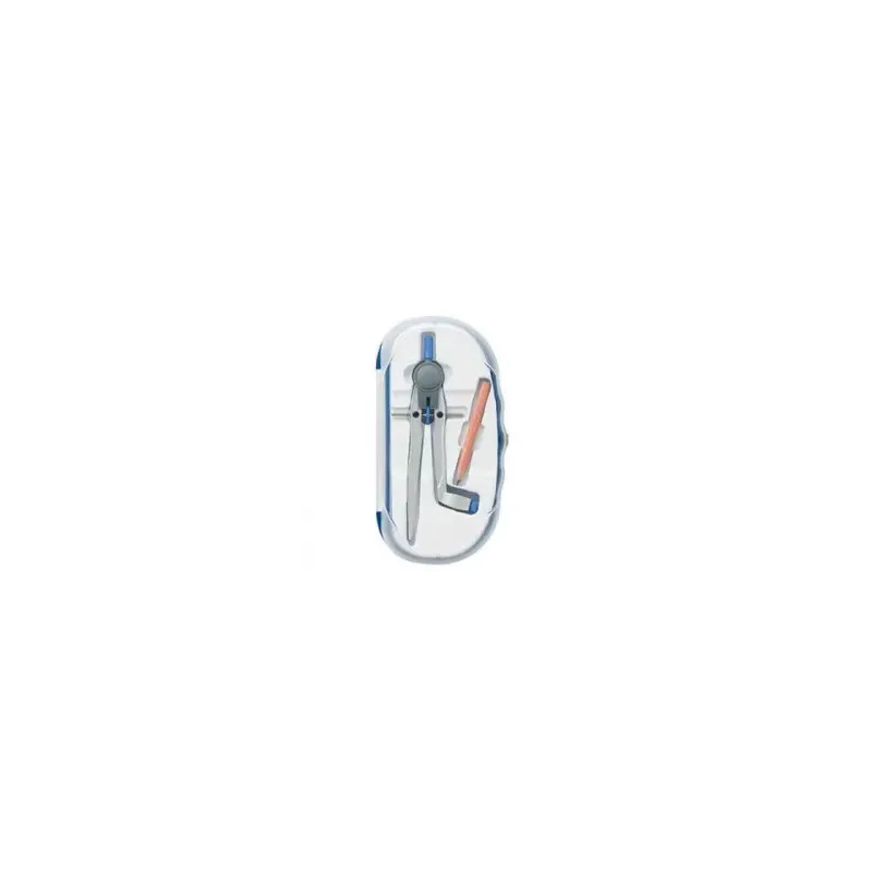 Compas à bague, molette centrale à réglage micrométrique. Longueur 16,5 cm. Permet de réaliser des cercles jusqu’à 320 mm de dia