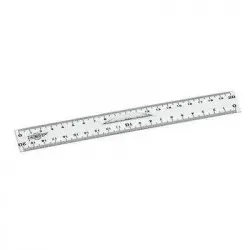 regle 20 cm double graduation plastique incolore