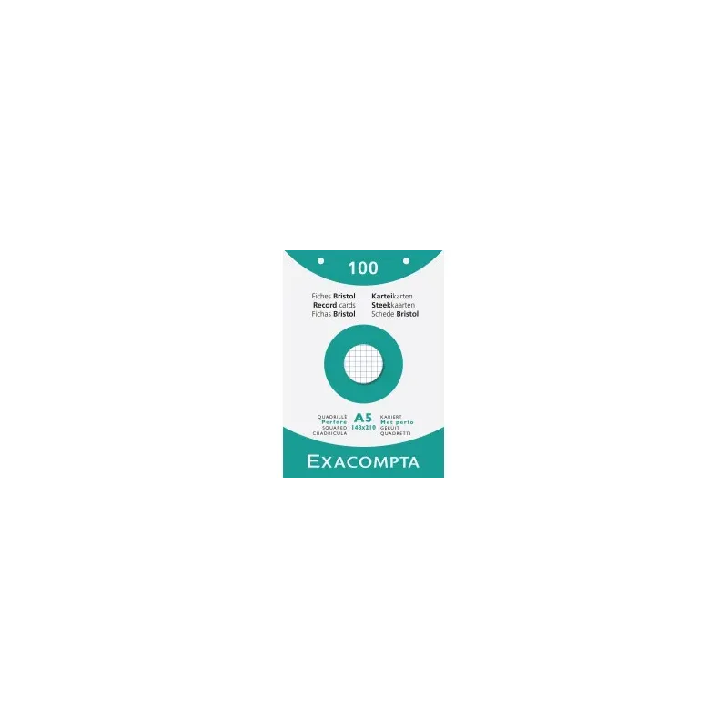 100 FICHES BRISTOL PERFOREES 148X210 5X5 BLANC