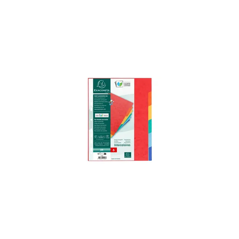 INTERCALAIRES A4 CARTE LUSTREE 6 POSITIONS
