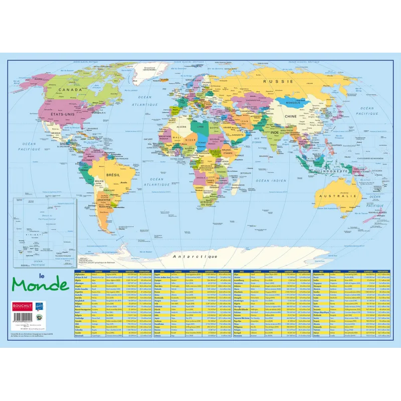 SOUS MAIN RIGIDE CARTE MONDE