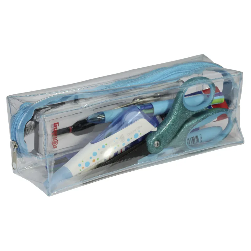 FOURRE-TOUT TRANSPARENT RECTANGULAIRE BLEU